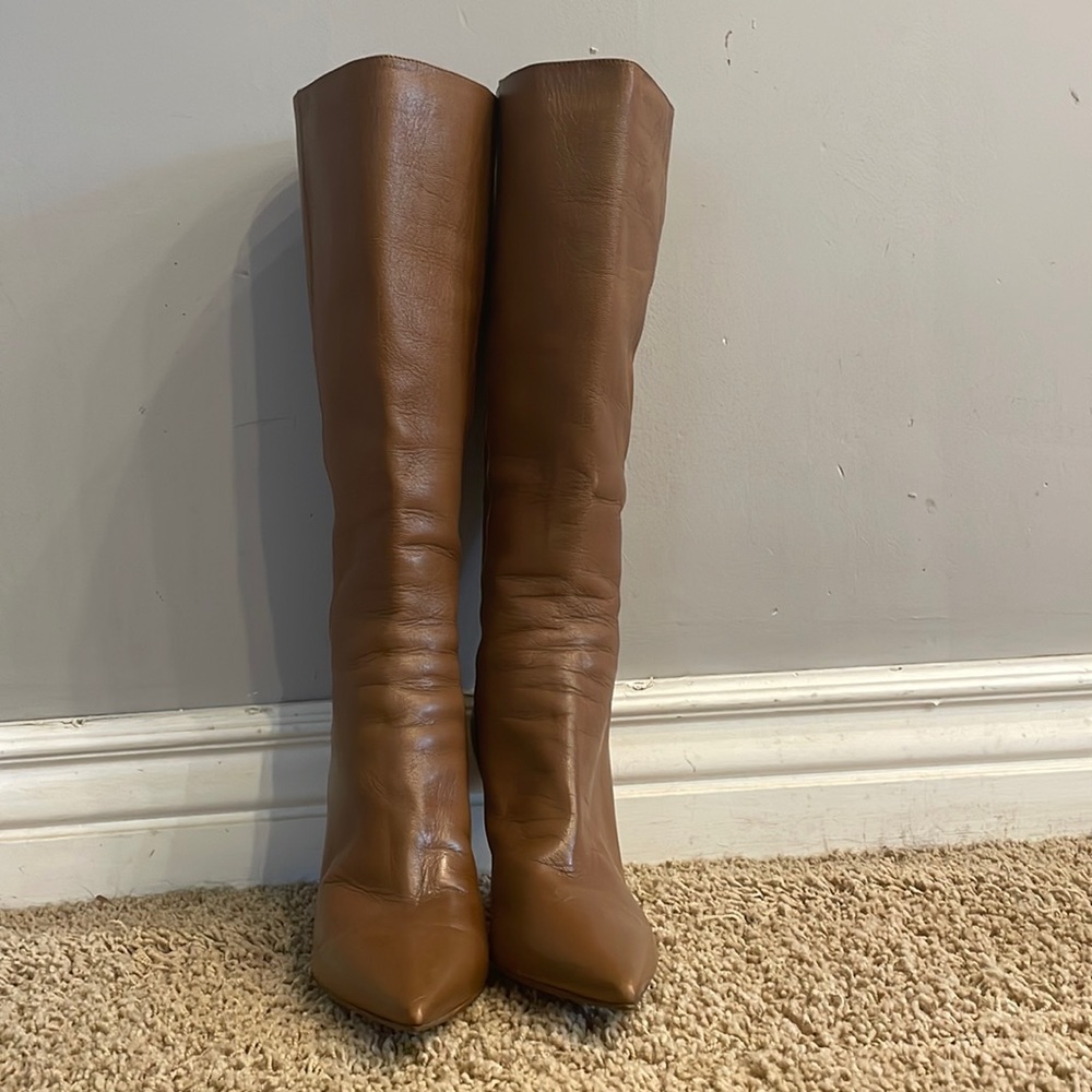 Worn Once. Authentic Jimmy Choo Camel Knee High B… - image 1